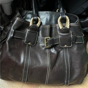 ETRO CHOCOLATE BROWN BAG WITH GOLD BUCKLES
